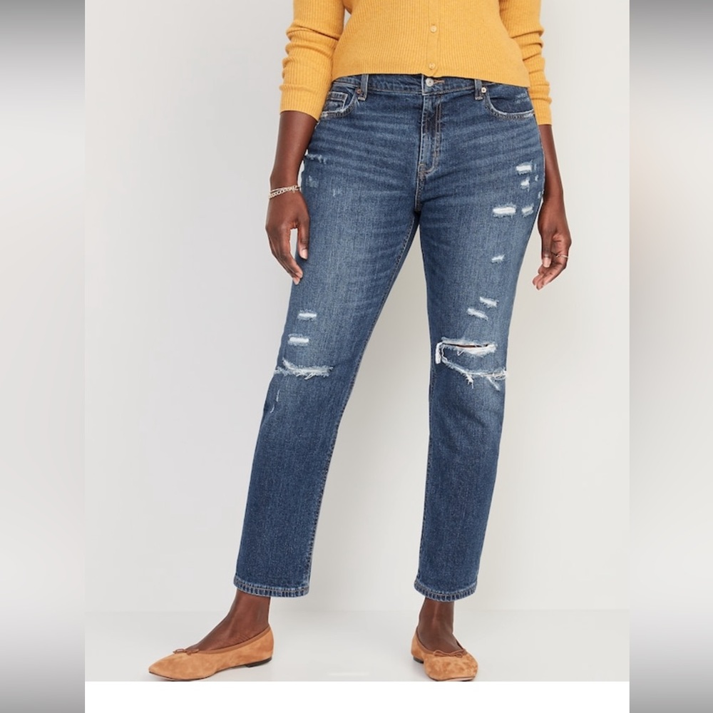 Mid Rise Ankle Distressed Jeans